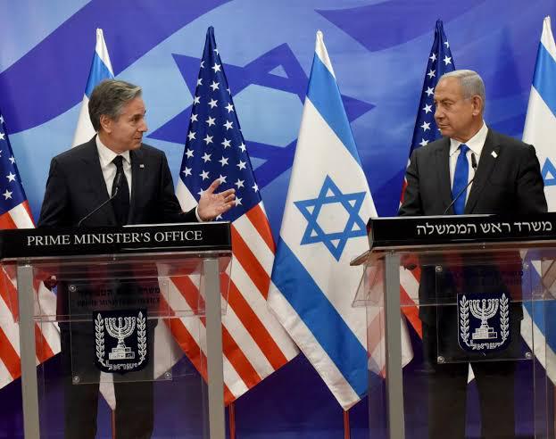 Benjamin Netanyahu, PM of Israel with US FM Tony Blinken